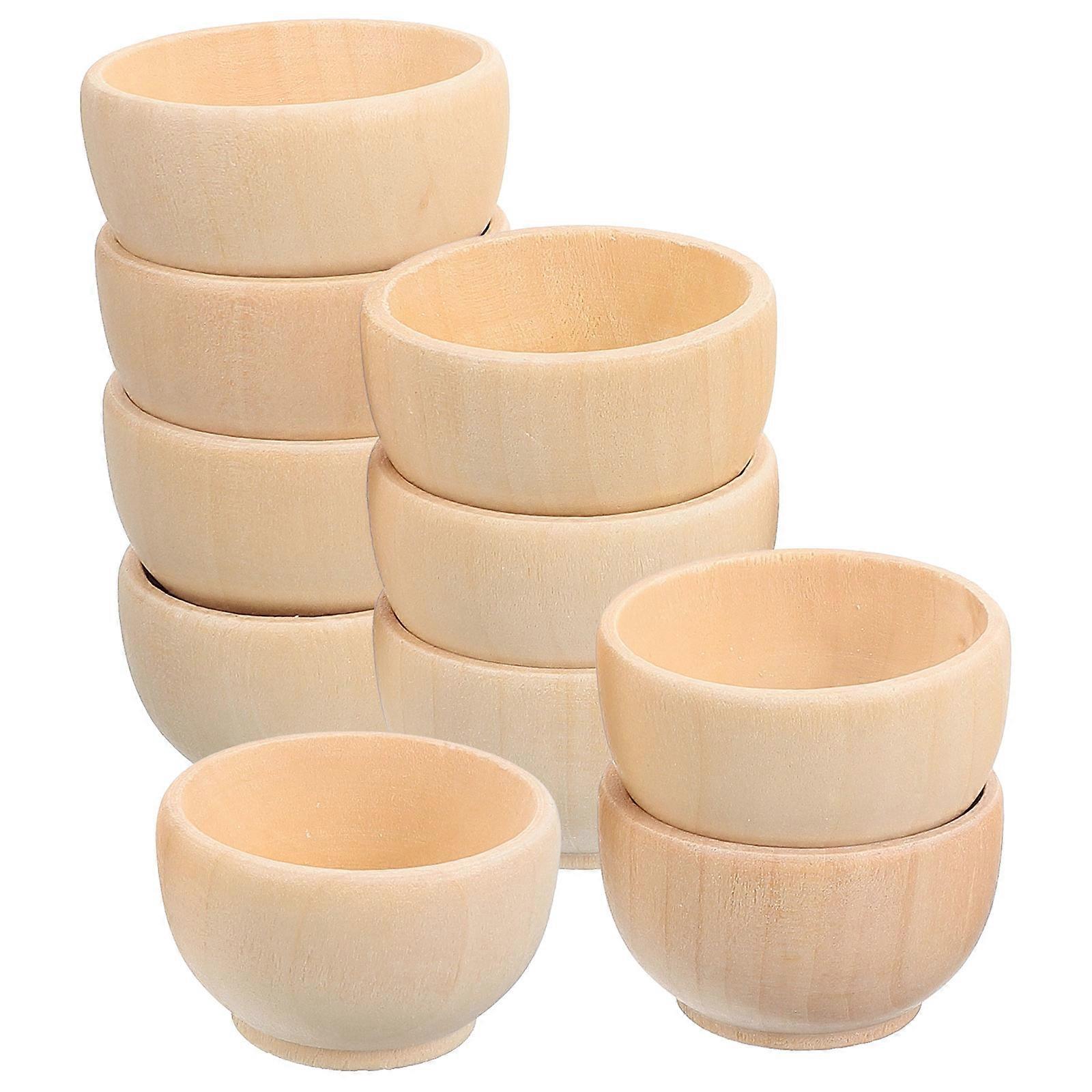 Unfinished Wooden Bowls Set for DIY Crafts, Painting, and Creative Projects – Natural Small Bowls for Decoration and Educational Use, 10pcs
