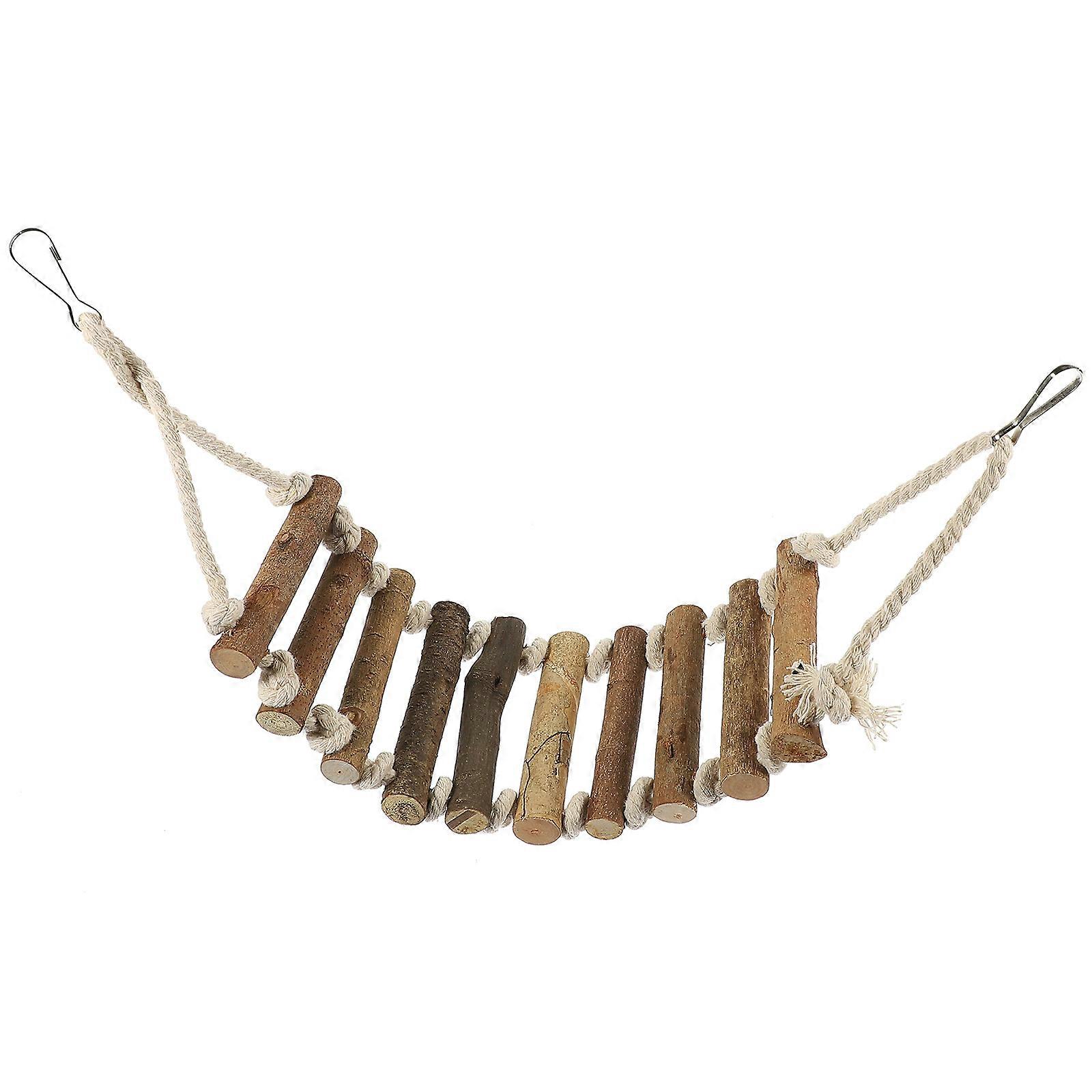 Parrot Ladder For Cage Birds Climbing Ladder Toy Wooden Bird Ladder Interactive Play 55x10cm Khaki 1 Set
