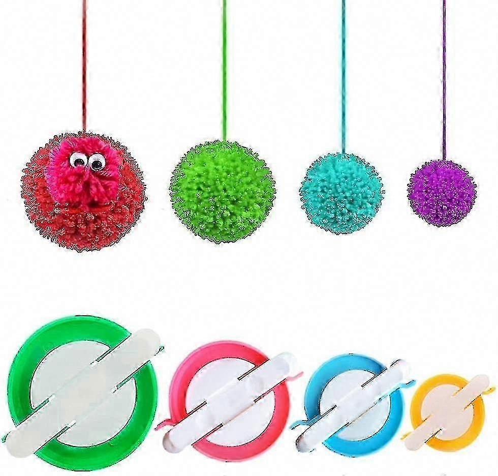 Pompom Maker Kit for DIY Fluff Balls - 4 Sizes Craft Tool Set for Knitting & Needlework Decor