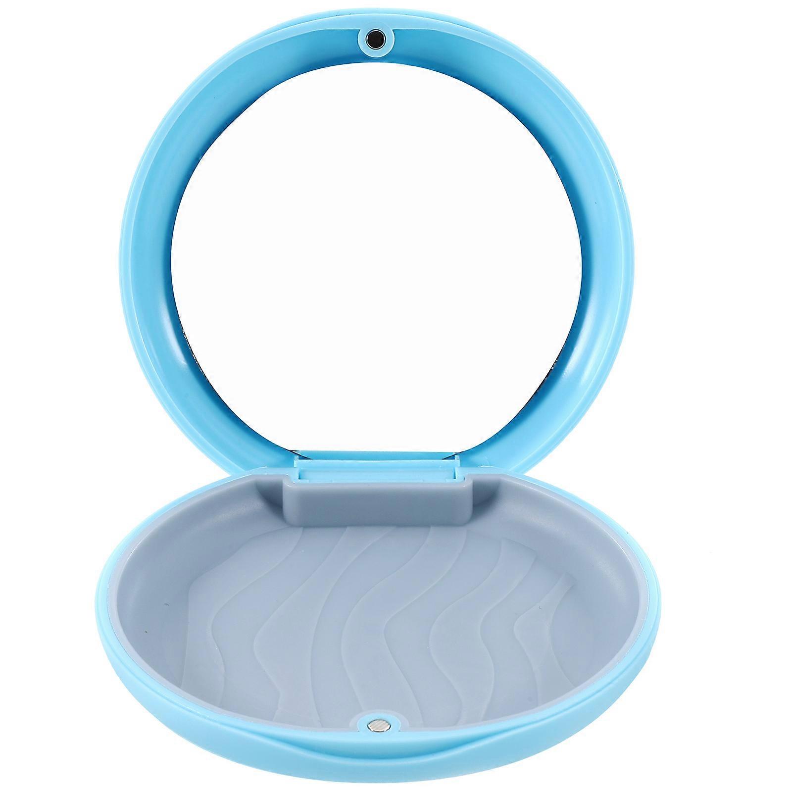 Retainer Storage Container Magnetic Closure Portable Retainer Holder For Dentures Daily Use Blue 8.5x8.5cm 2Pcs