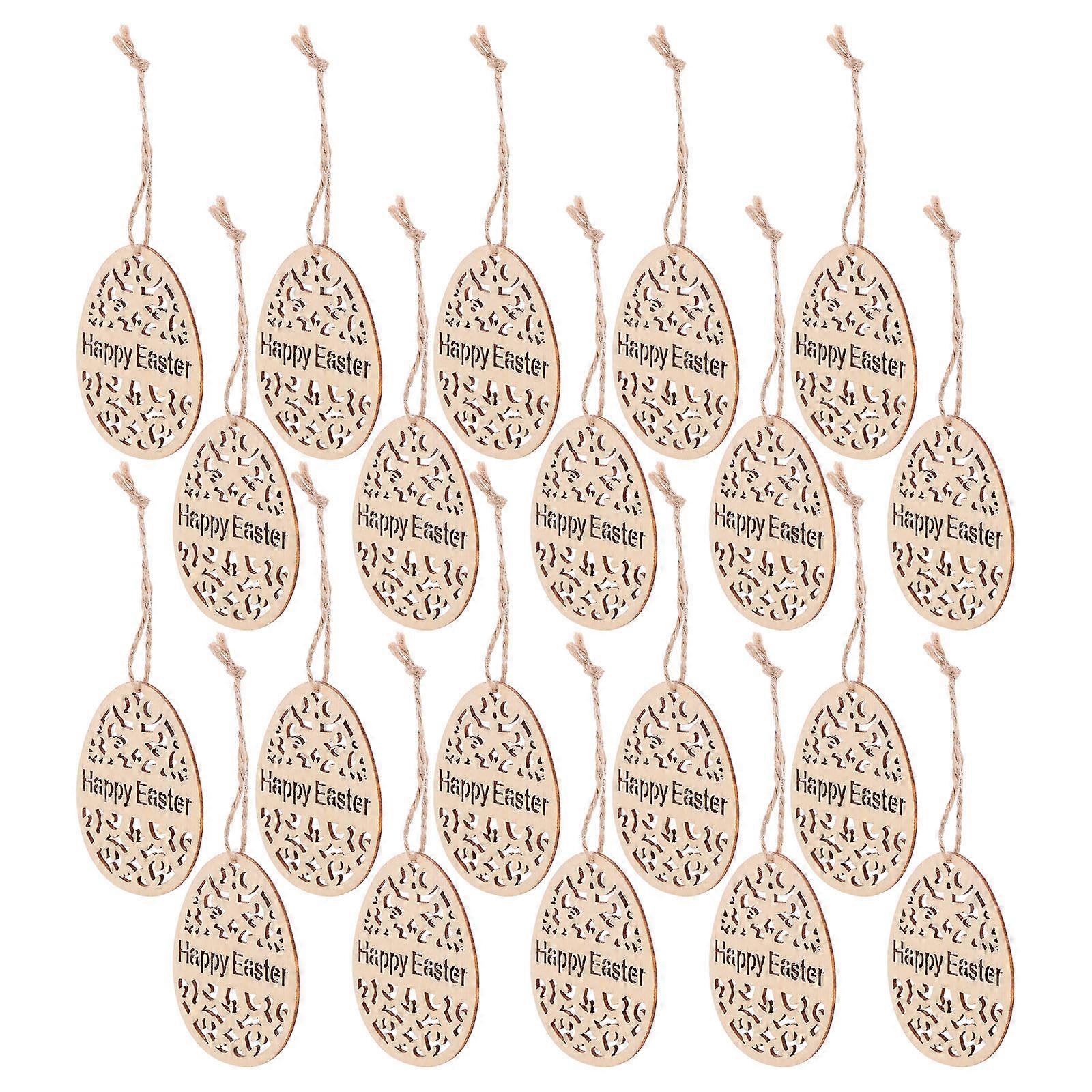 Easter Wooden Cutouts 1 Set Egg Shaped Craft Decorations For DIY Arts 30Pcs