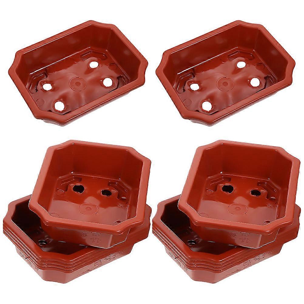 Small Decorative planter Pots for Balcony with Drainage Holes and Thickened Plastic Design Dark Red