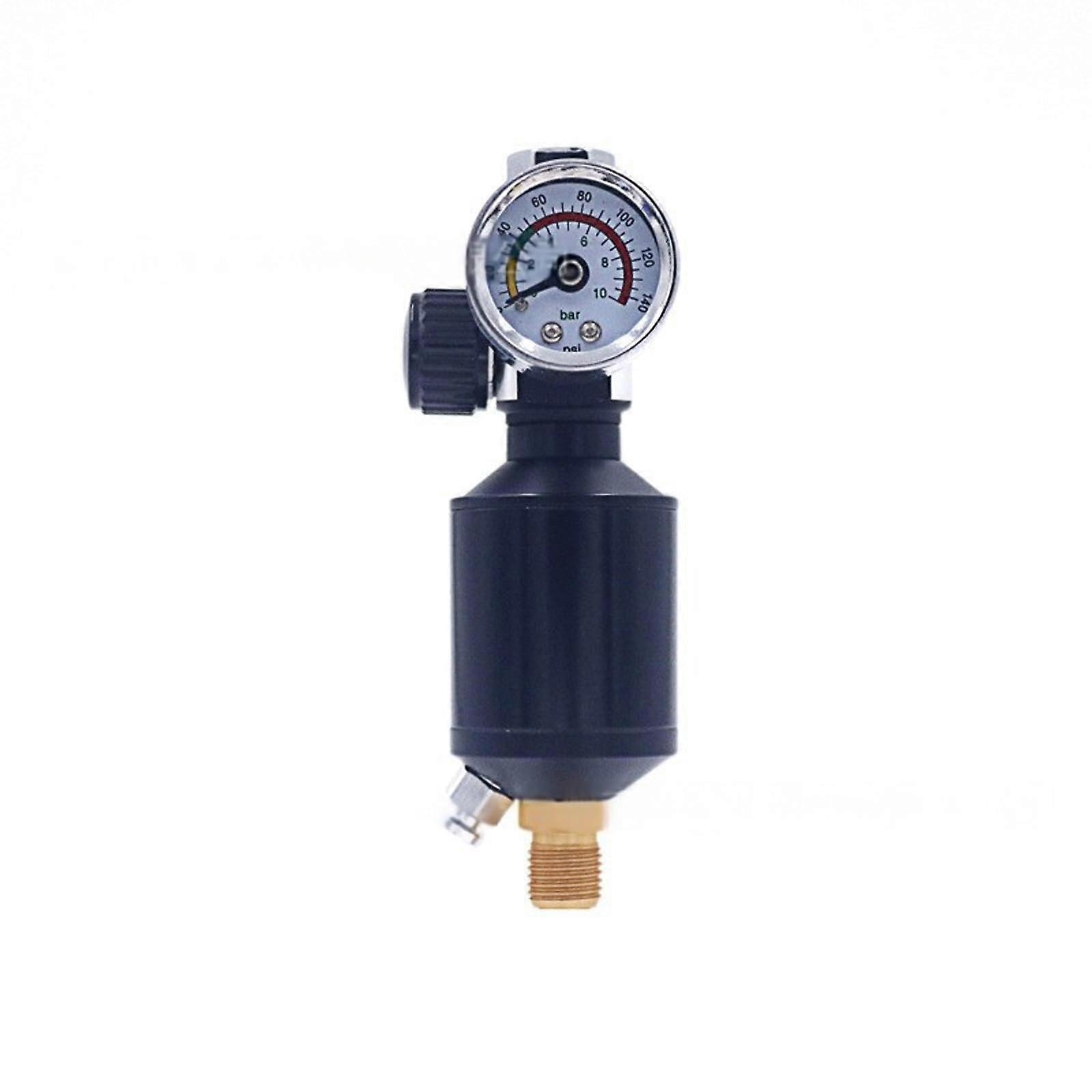 Air Regulator for Spray Guns With Gauge, Inline Water Filter, Air Filter, Black