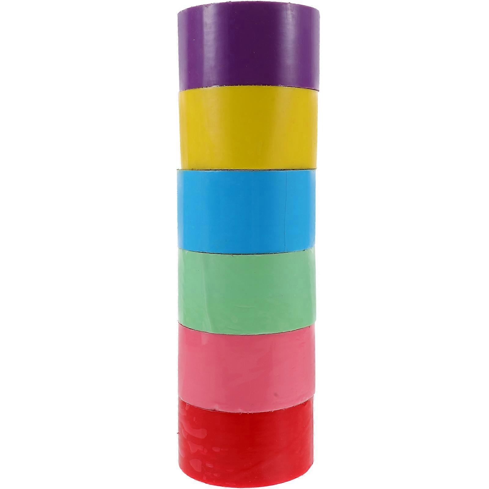 6 Rolls Colored Adhesive Tape Wide Sticky Ball Tapes for Scrapbooking School Projects Diy Crafts