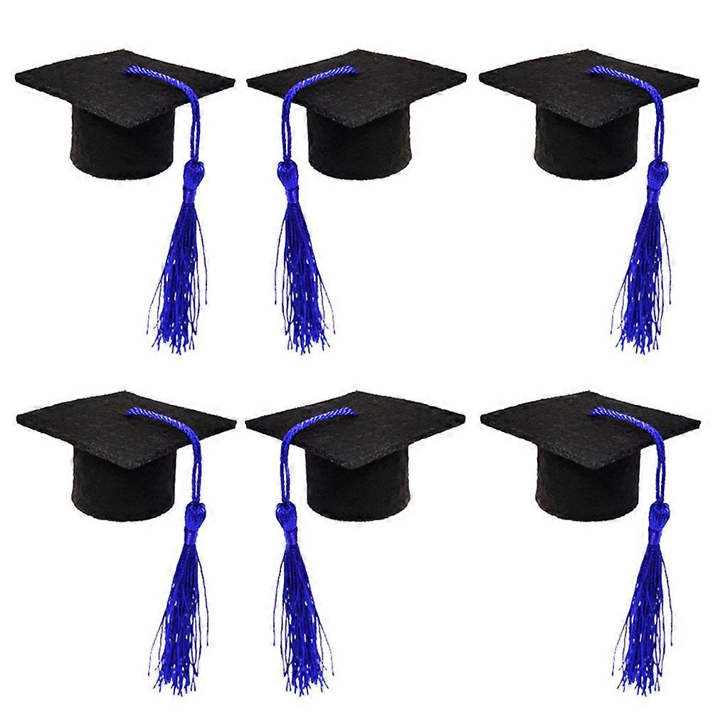 Mini afstuderen GLB fles Toppers voor Decor zwarte niet-geweven stof 6 stuks