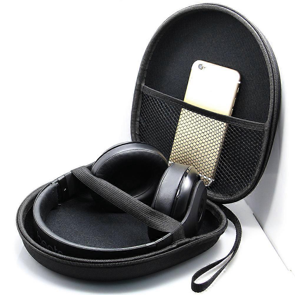 EVA Headset Case with Mesh Bag for Cables and Extra Cords Black Portable Storage Bag