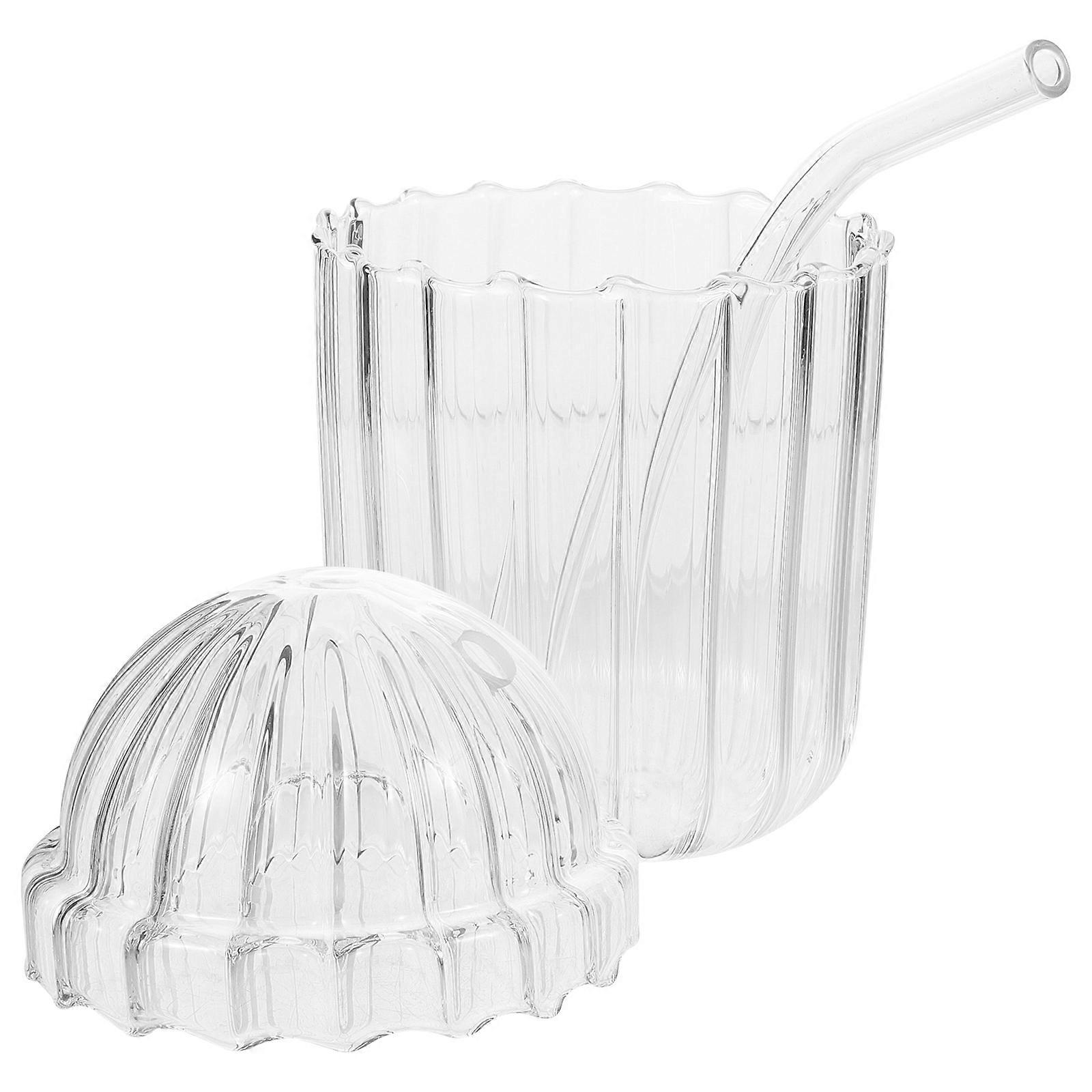 Sipper Glass Large Capacity Drinking Mug High Borosilicate Glass Cup With Glass Straw For Home Use 15.00X8.00X8.00CM Modern Style 1 Set