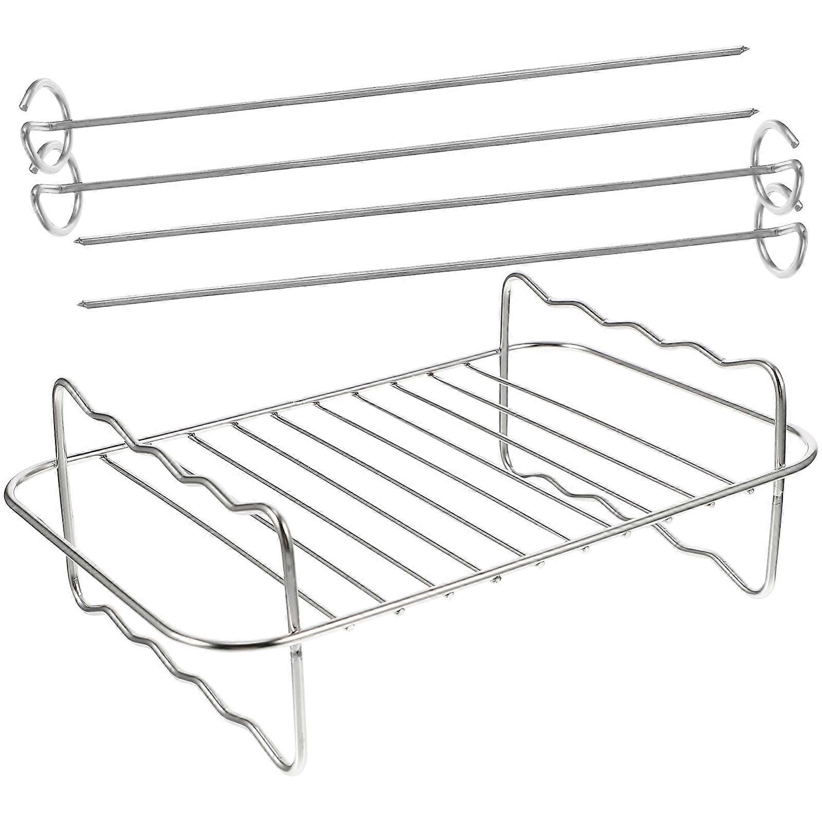 Stainless Steel Air Fryer Grill Rack Rectangular Shape Grilling Oil Reduction For Home Users 1Set