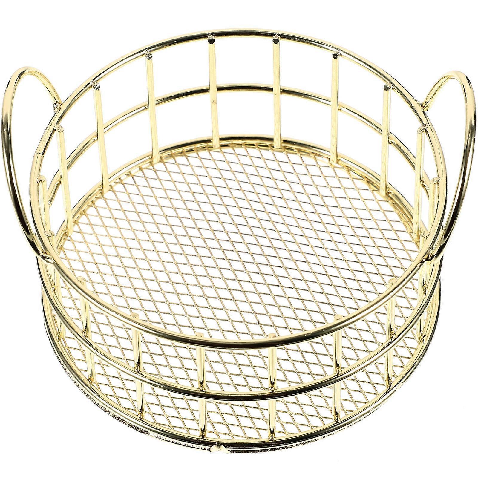 Golden Iron Mini Baskets for Storage Use with Unique Mesh Design and Good Loadbearing Capacity 6.5 Inches