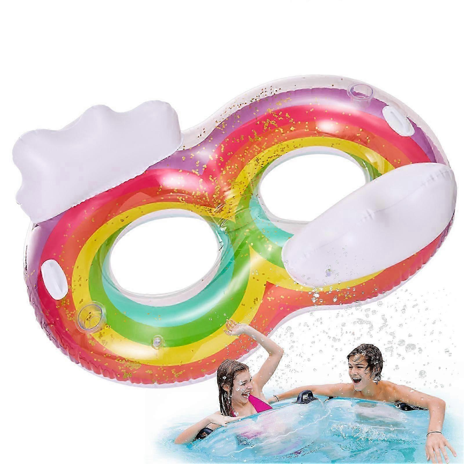 Large Rainbow Swim Ring - Thick Float for Exercise and Leisure