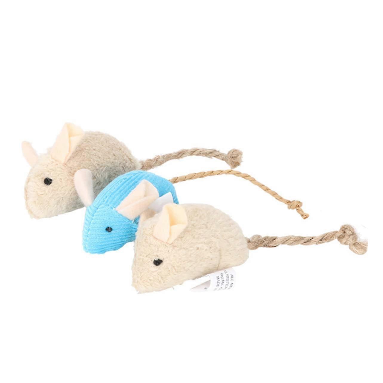 Cat Toy - Interactive Fluffy Rice Plush Mouse Teaser with Catnip, 10.50x3.00x1.00CM, Cuddly Fun for Cats