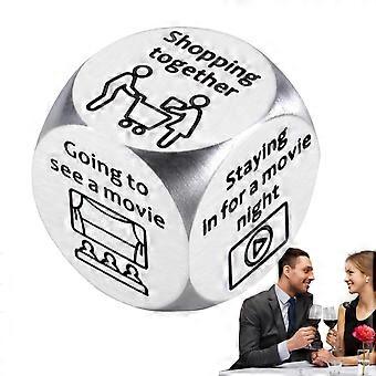 Couples Decision Dice Stainless Steel Set – Funny Date Night Dice, Reusable Decision Cube