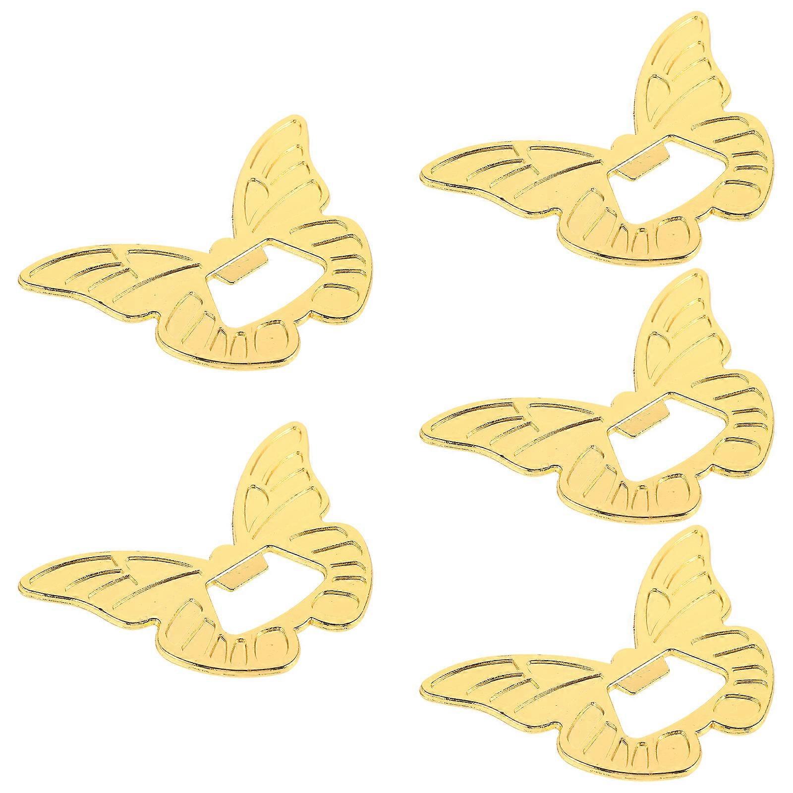 Butterfly Shaped Metal Bottle Opener for Removing Caps Golden Color Fits Various Scenes 5 Pieces