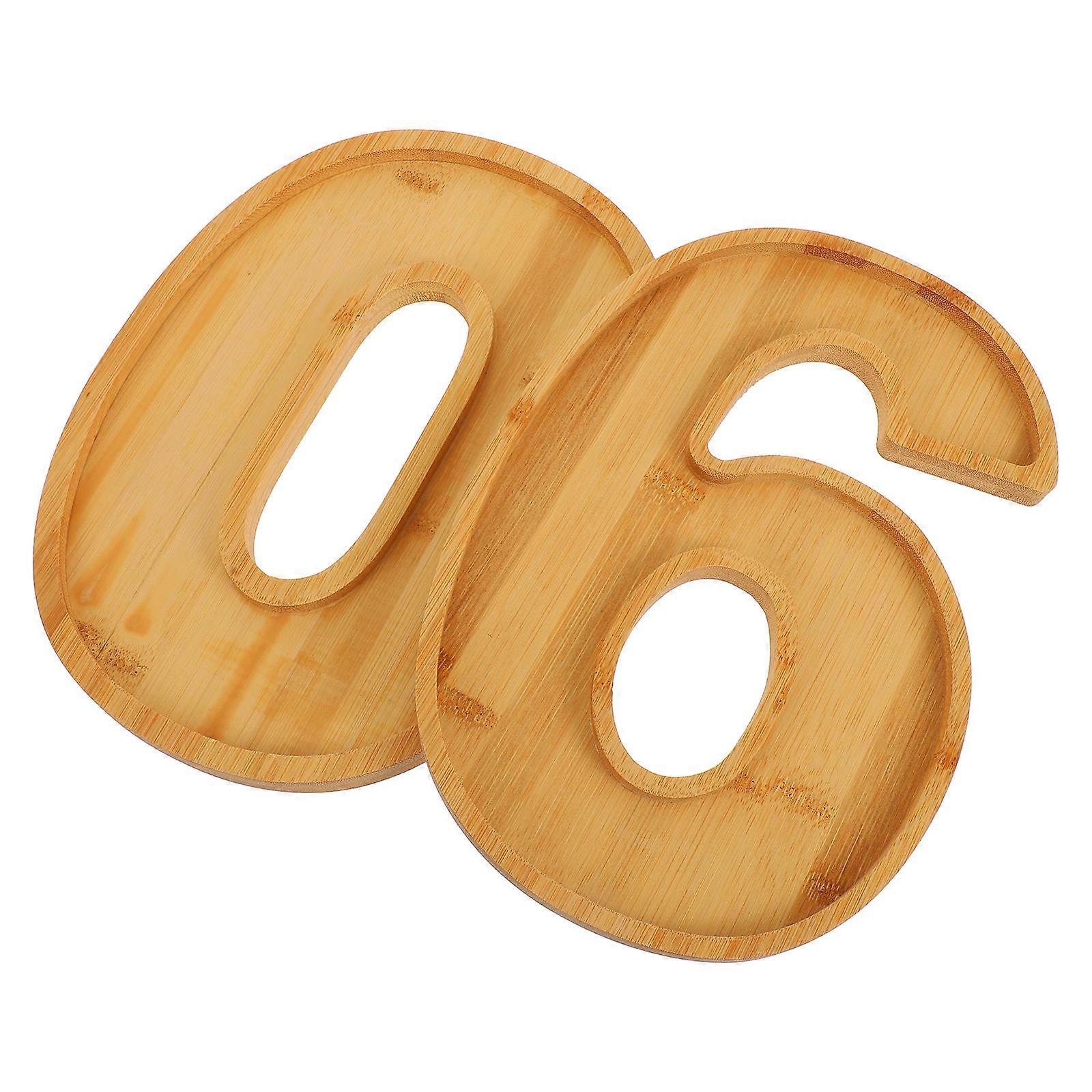 Wooden Charcuterie Tray with Unique Number Design for Decor Yellow Multifunctional Party Food Tray 1 Set