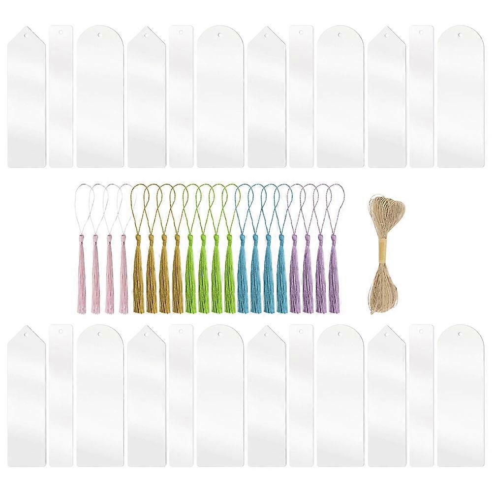 Acrylic Bookmarks with Tassel Decor for Reading Use Creative Design 1 Set