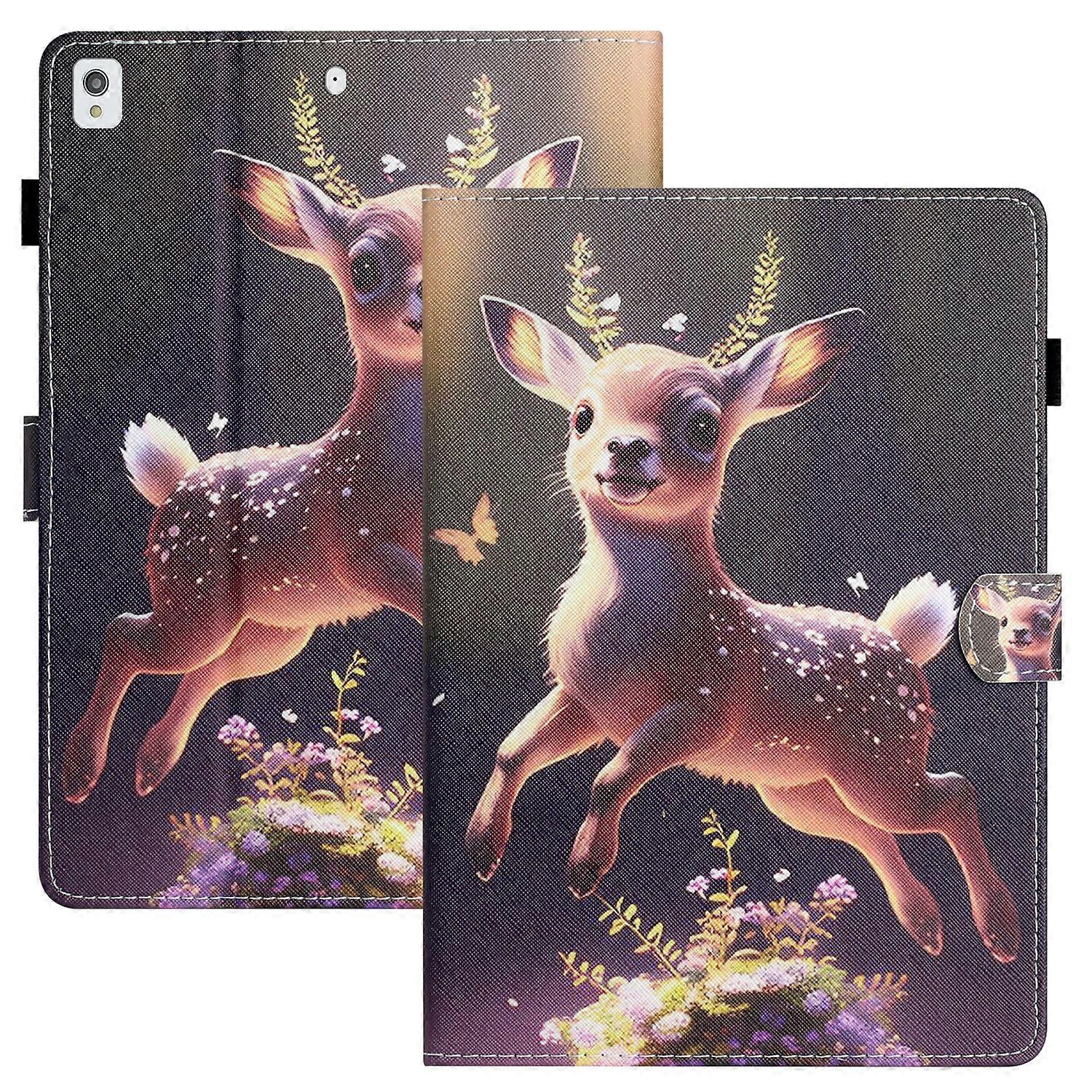 TKdaddy iPad 10.2 (2019) (2020) iPad Air 10.5 インチ (2019) iPad Pro 10.5 インチ (2017) ケースパターン印刷 PU レザーフリップカバー鹿