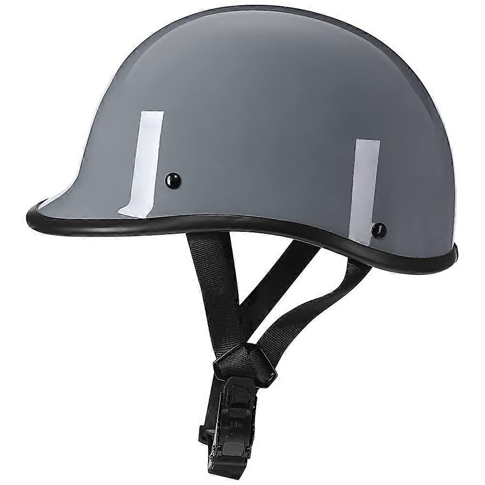 Half Cap Vintage Shell Open Face Motorcycle Helmet DOT Approved Size M Grey