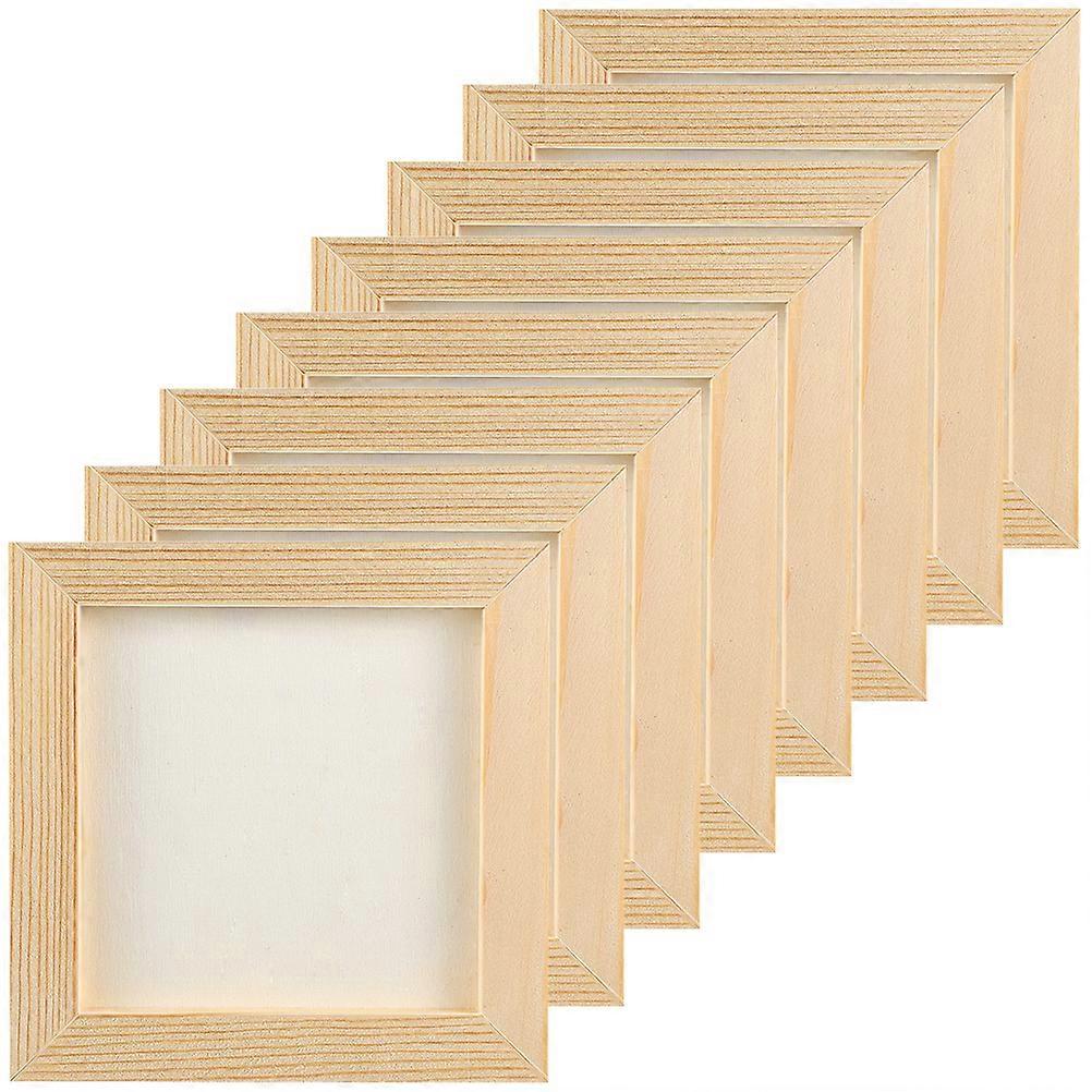 Children Drawing Frame 8Set DIY Wooden Clay Blank Photo Frame Khaki Elegant Simple Design For Kids Art Projects