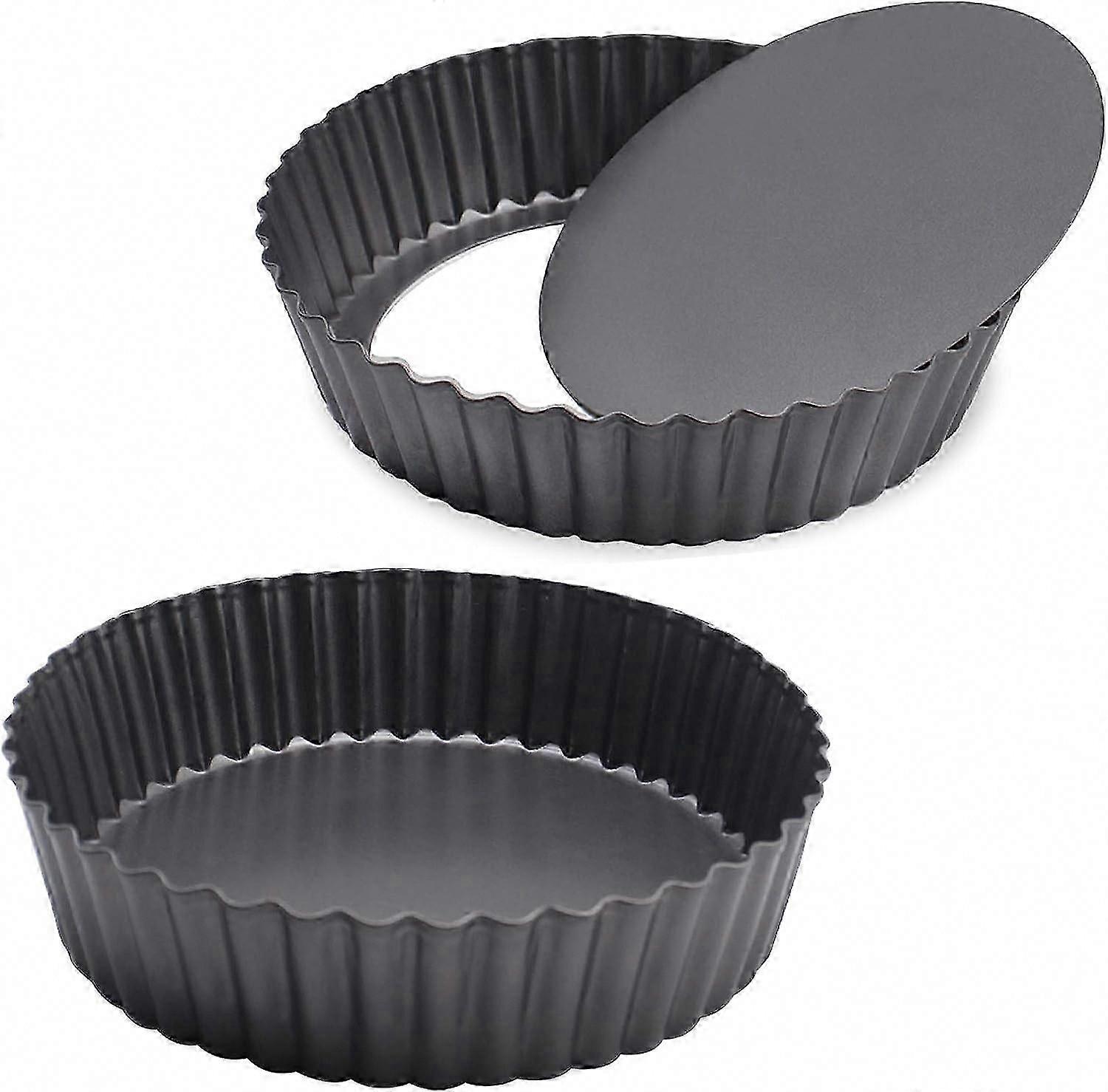 2-Piece Nonstick Deep Pie Tin with Loose Bottom, 24cm Quiche Pan for Baking
