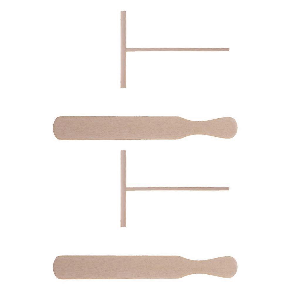 Wooden Crepe Spreader and Spatula Set for Yellow Composite Material Ergonomic Design 4 Pieces