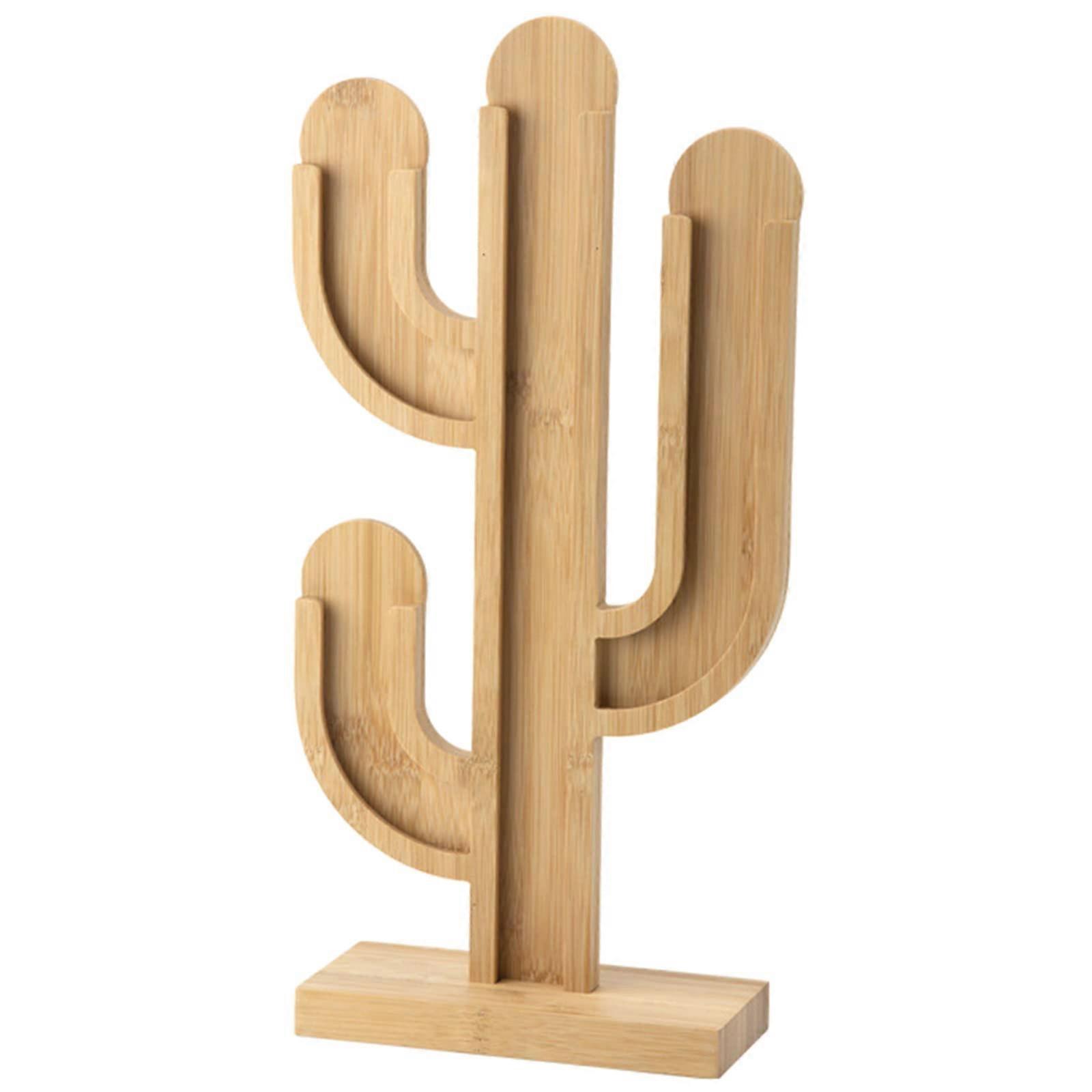 Coffee Storage Stand, Rotating Wooden Cactus Display Rack, Multi-Functional Holder for Coffee Dispenser