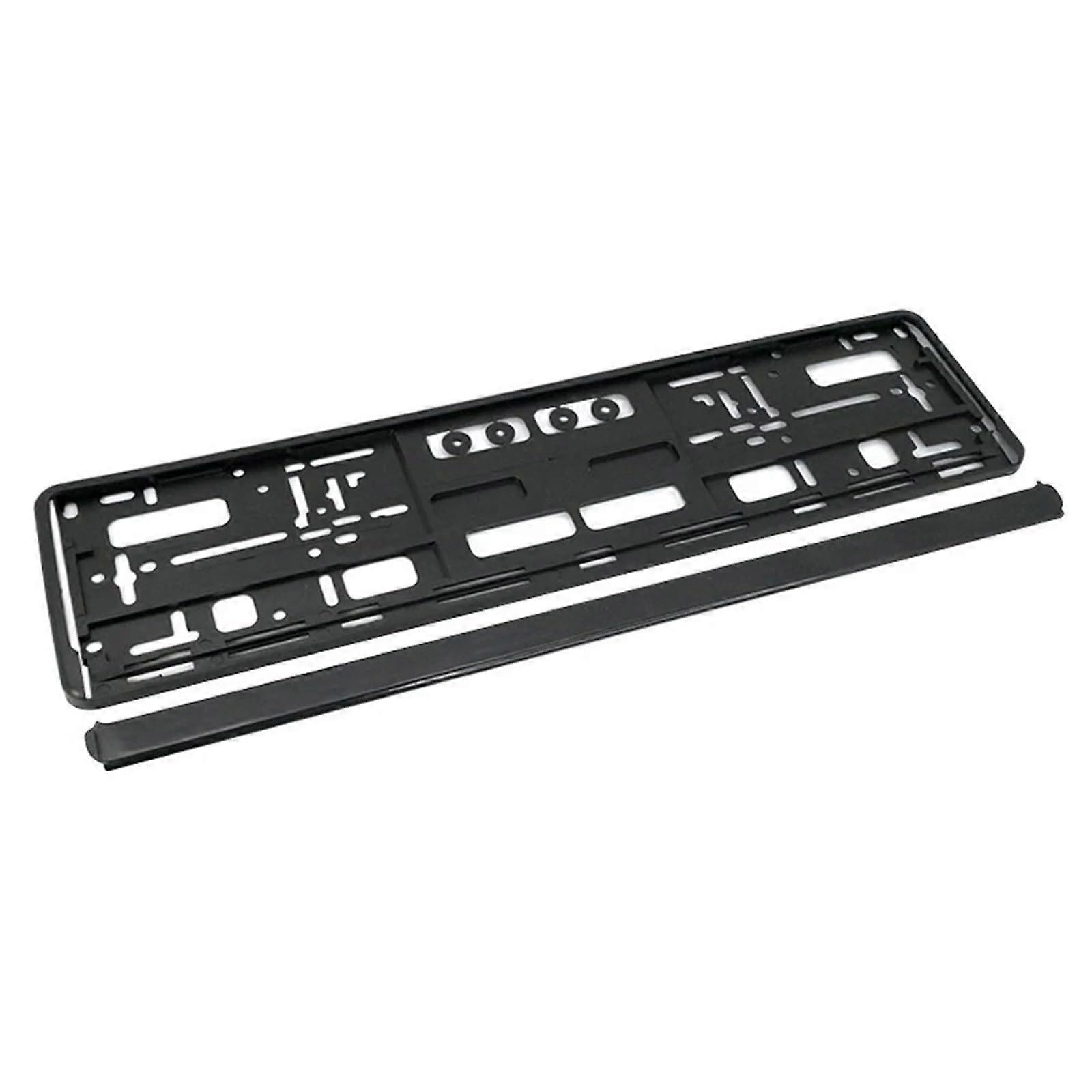 Car License Plate Holder 2-Piece Set Black EU Standard Frame Cover Durable Universal Fit