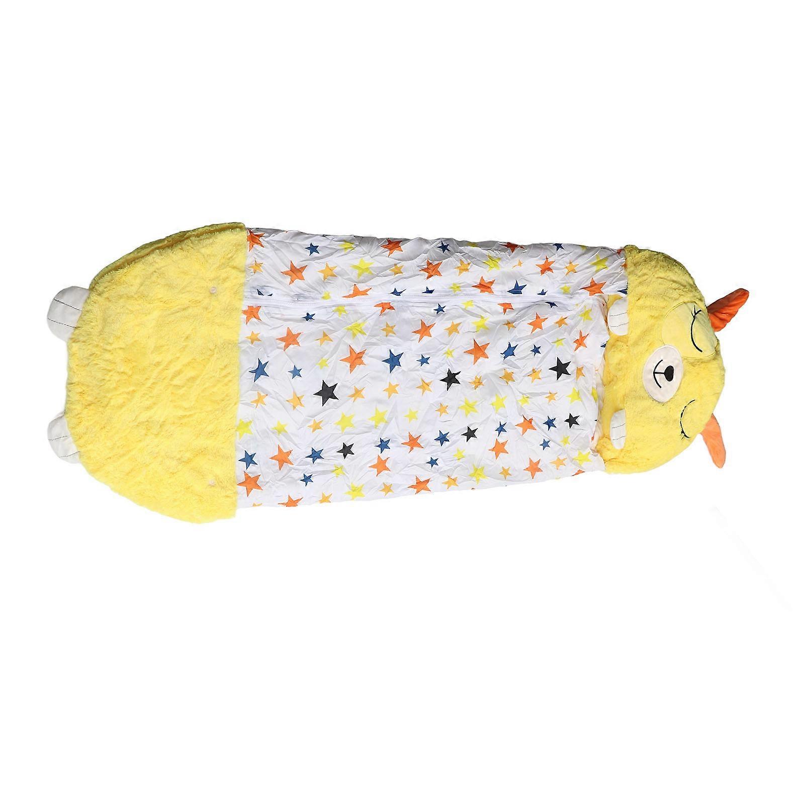 Yellow Puppy Kids with Fluffy Sleeping Bag Cartoon Animal Throw Pillow Nap Sofa Blanket