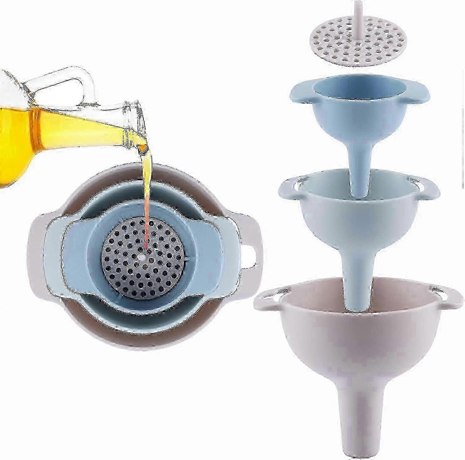 Kitchen Funnels with Strainer for Bottles & Small Containers