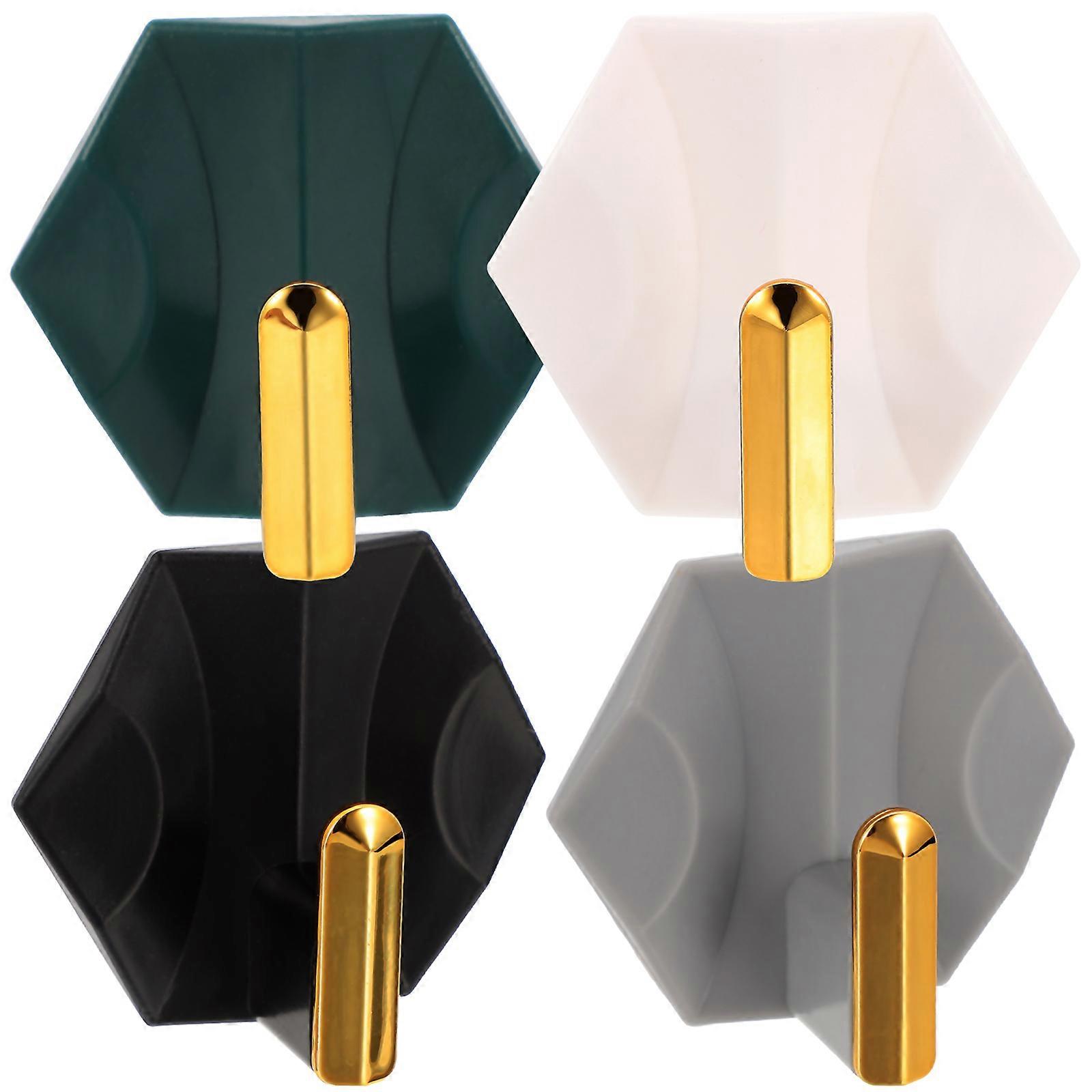 4Pcs Heavy Duty Wall Sticky Hooks Wall Hanging Punch Free Mixed Color Hooks Hangers