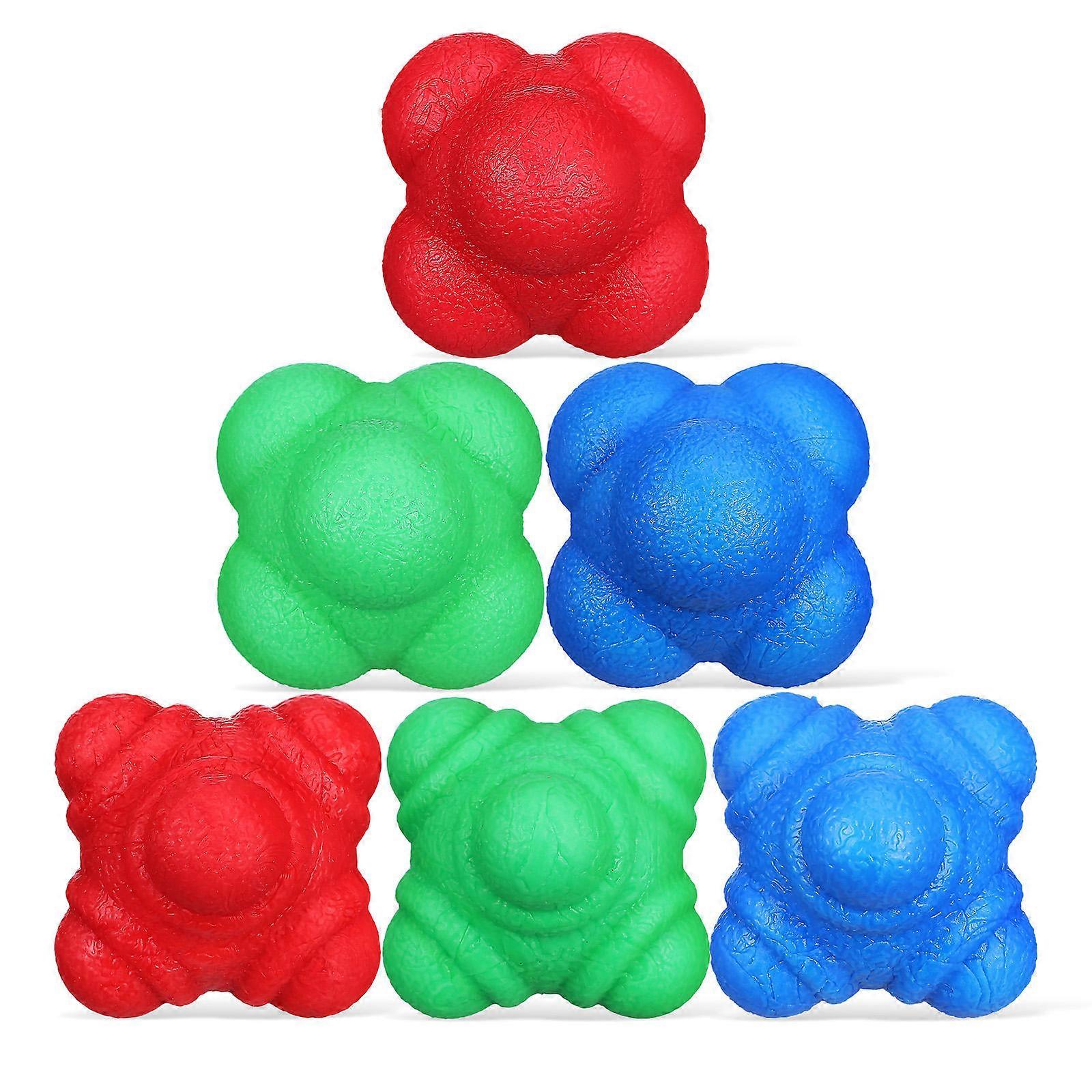 Reaction Training Ball Set with Unique Hexagonal Shape for Hand Eye Coordination Workout Rubber Multi