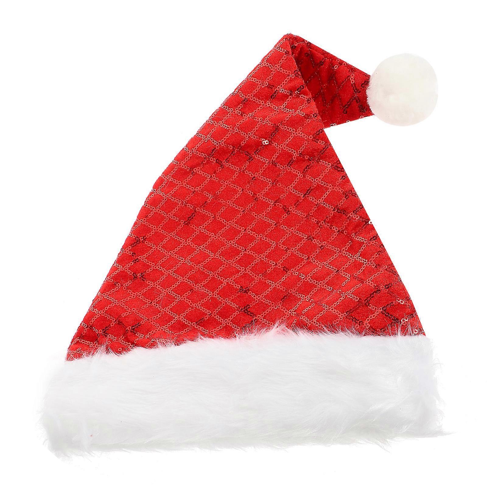 Christmas Hat Plush Santa Hat for Decoration Red Fabric and Plush