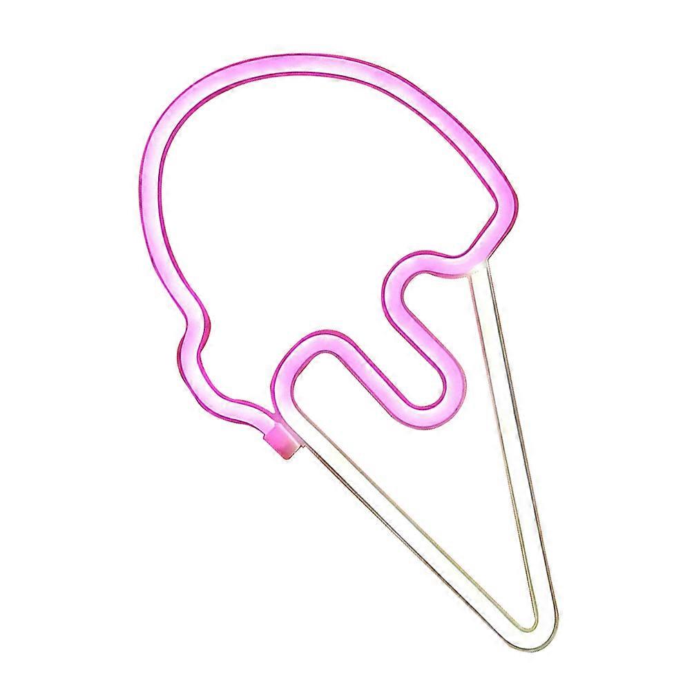 LED Neon Sign Ice Cream Shape For Bedroom 31.5x19.5cm White Plastic 1Pack