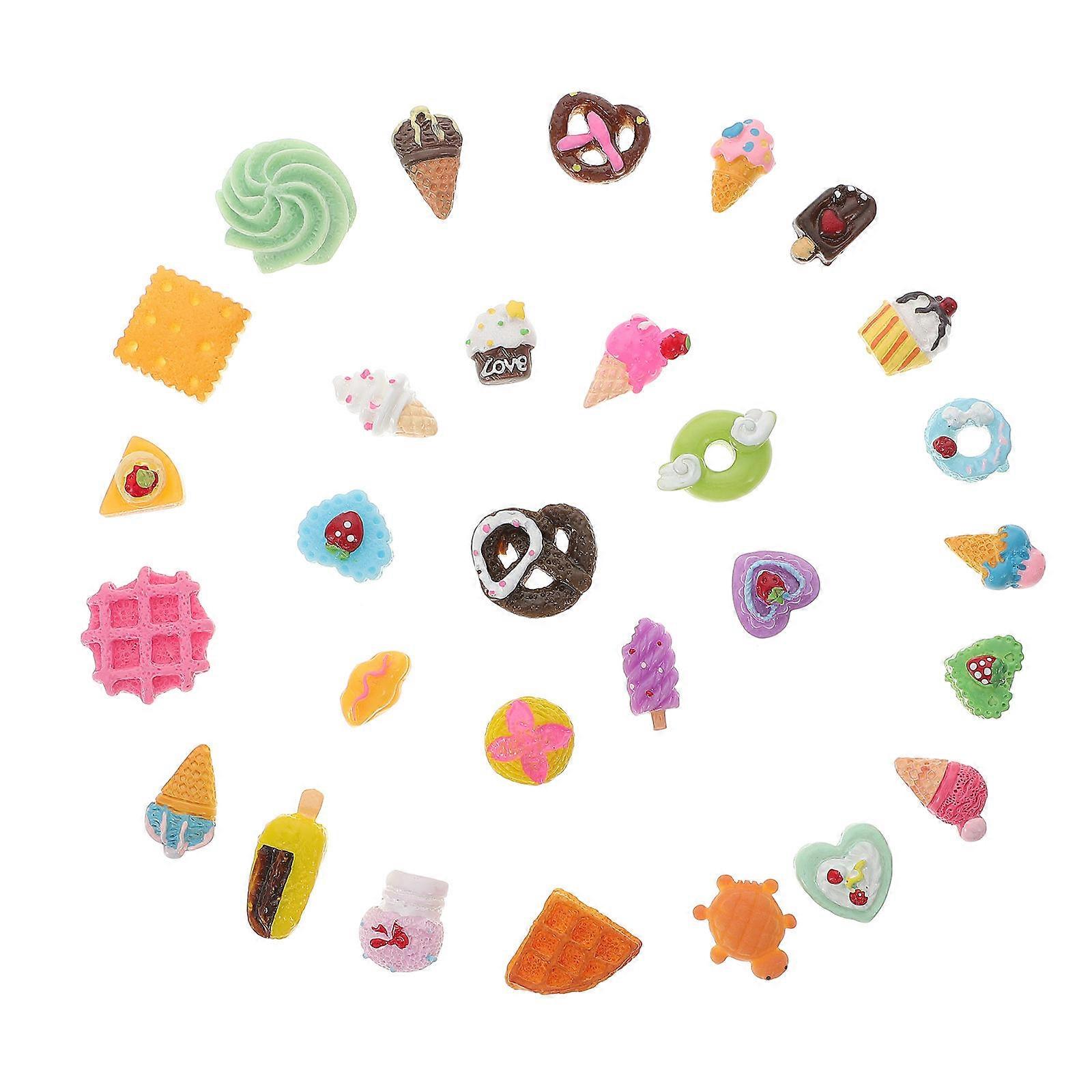 Resin Flatback Charms Girly Resin Donut Ice Cream Flatback Charm Accessories For Craft Projects DIY Activities Artists 2.5X2.5X0.5CM 30Pcs