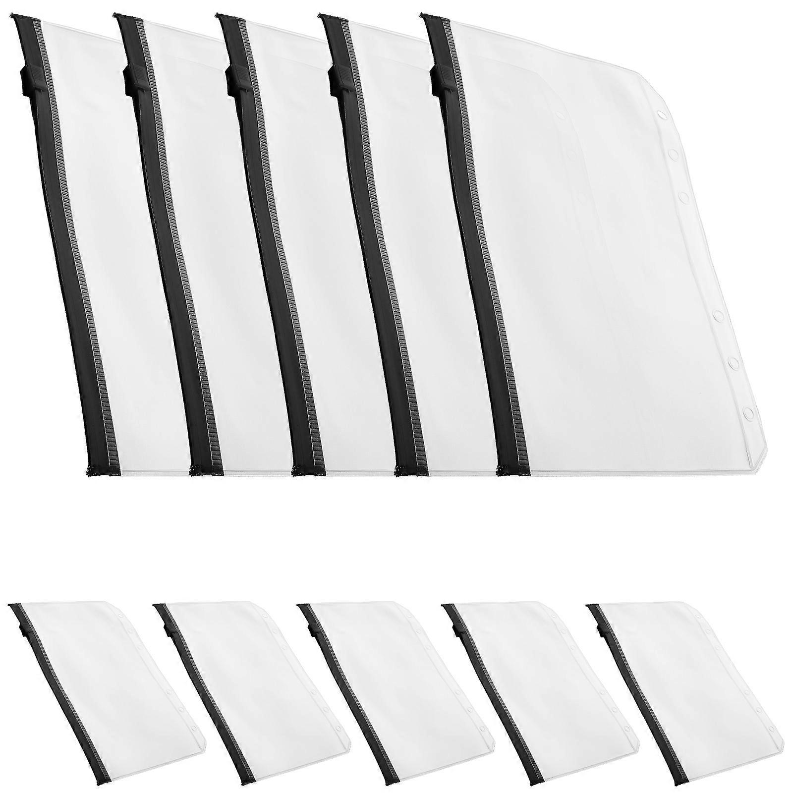 Loose Leaf Zipper Pouch Waterproof Pouches For Organizing Daily Use Travel Documents 10Pcs