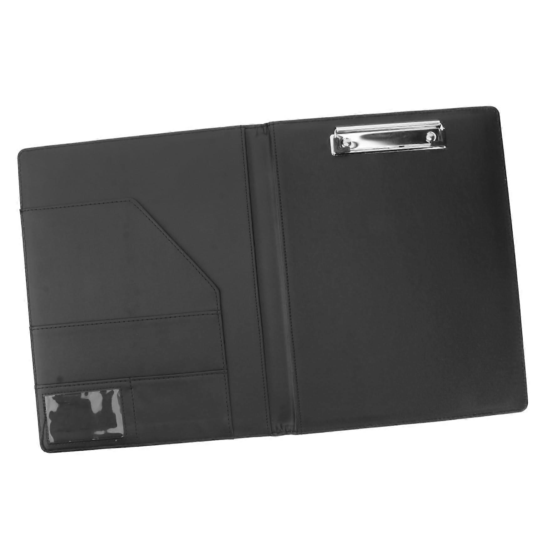 Multifunctional Leather Document Holder with Notepad and Pen Holder – Black