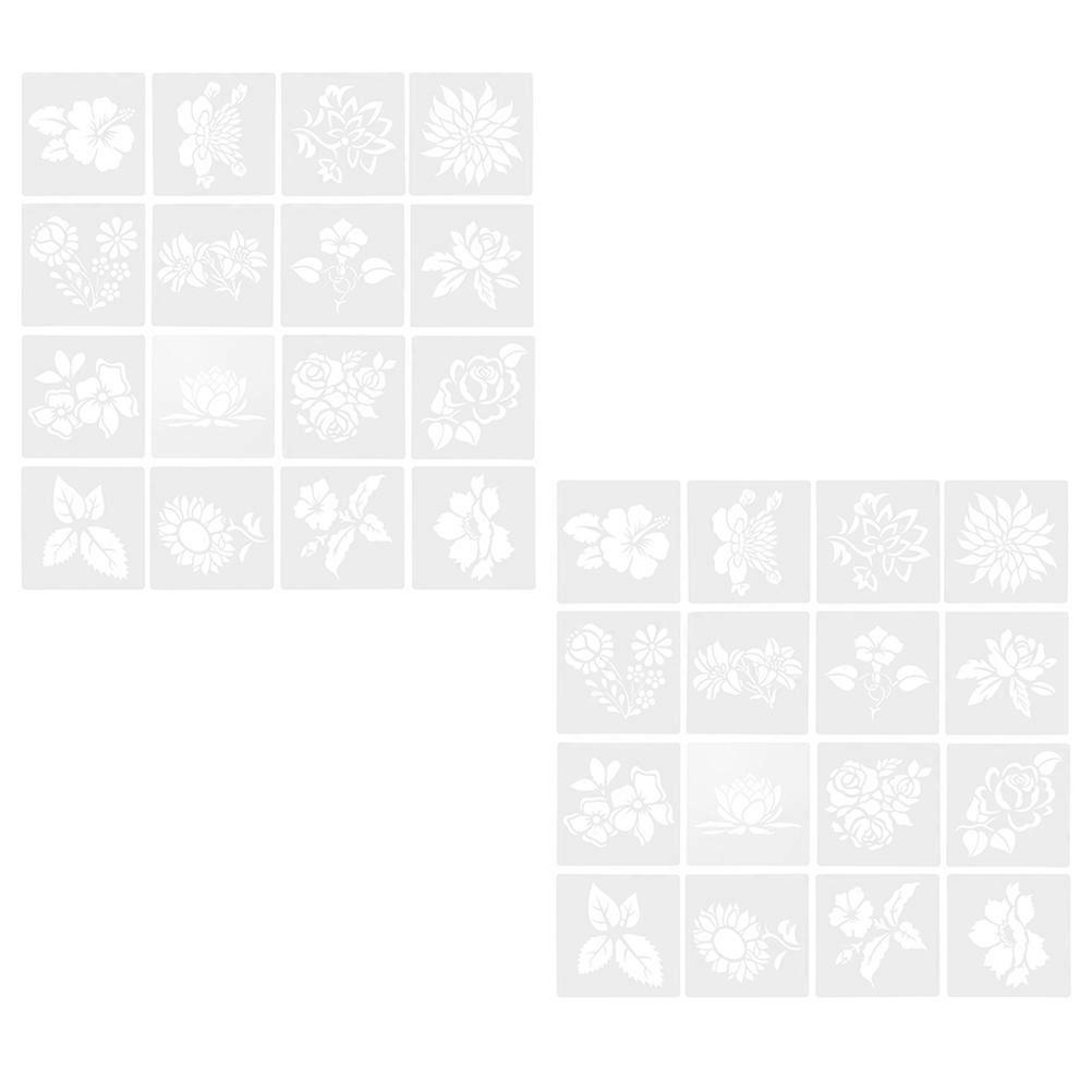 Flower Themed Stencils for DIY PET Material 32 Pieces Reusable