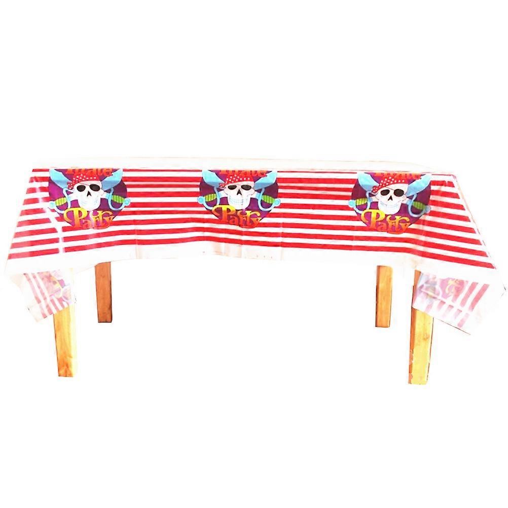 Disposable Red PE Pirate Tablecloth for Party Use with Pattern Design 54 x 108 Inches
