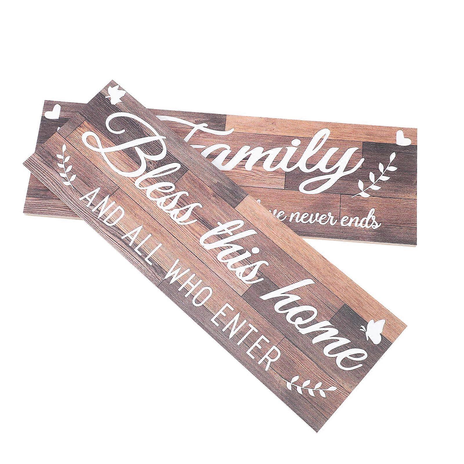 Rustic Coffee Wall Hanging Board Home Decor 2Pcs Wooden Craft Slogan .87x15.75 Inches