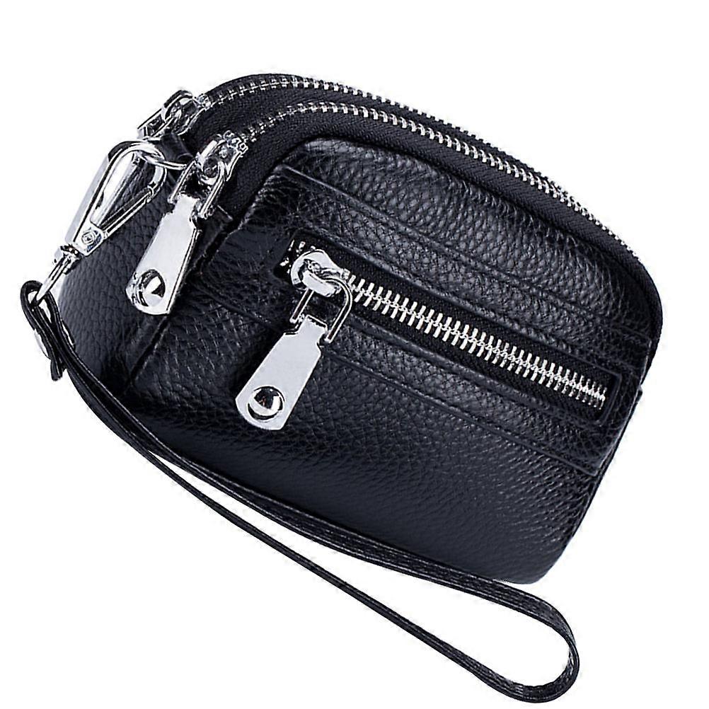 Compact Multifunctional Small Wallet with Double Zipper for Coins and Bills – Ideal for Daily Use and Special Occasions – Black