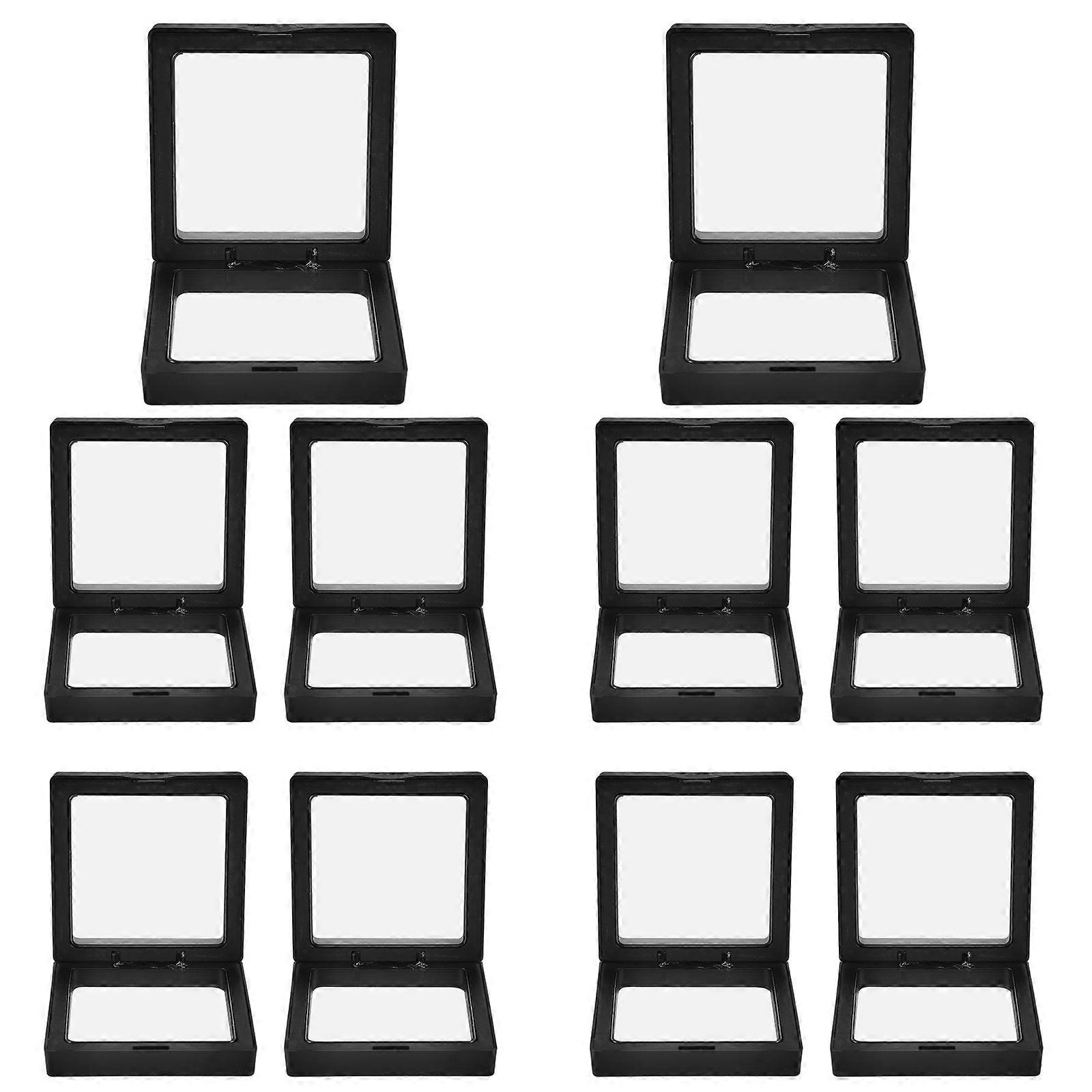 10Pcs Jewelry Protective Boxes Plastic Jewelry Display Cases Assorted Color For Retail Home Use Floating Design
