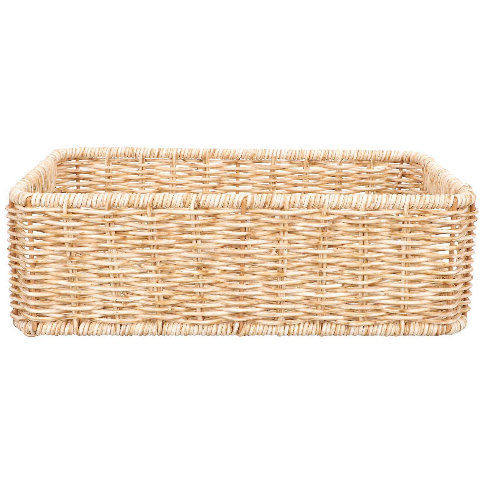 Imitation Rattan Woven Desktop Storage Basket 1 Set Towel Organizer Sundries Basket