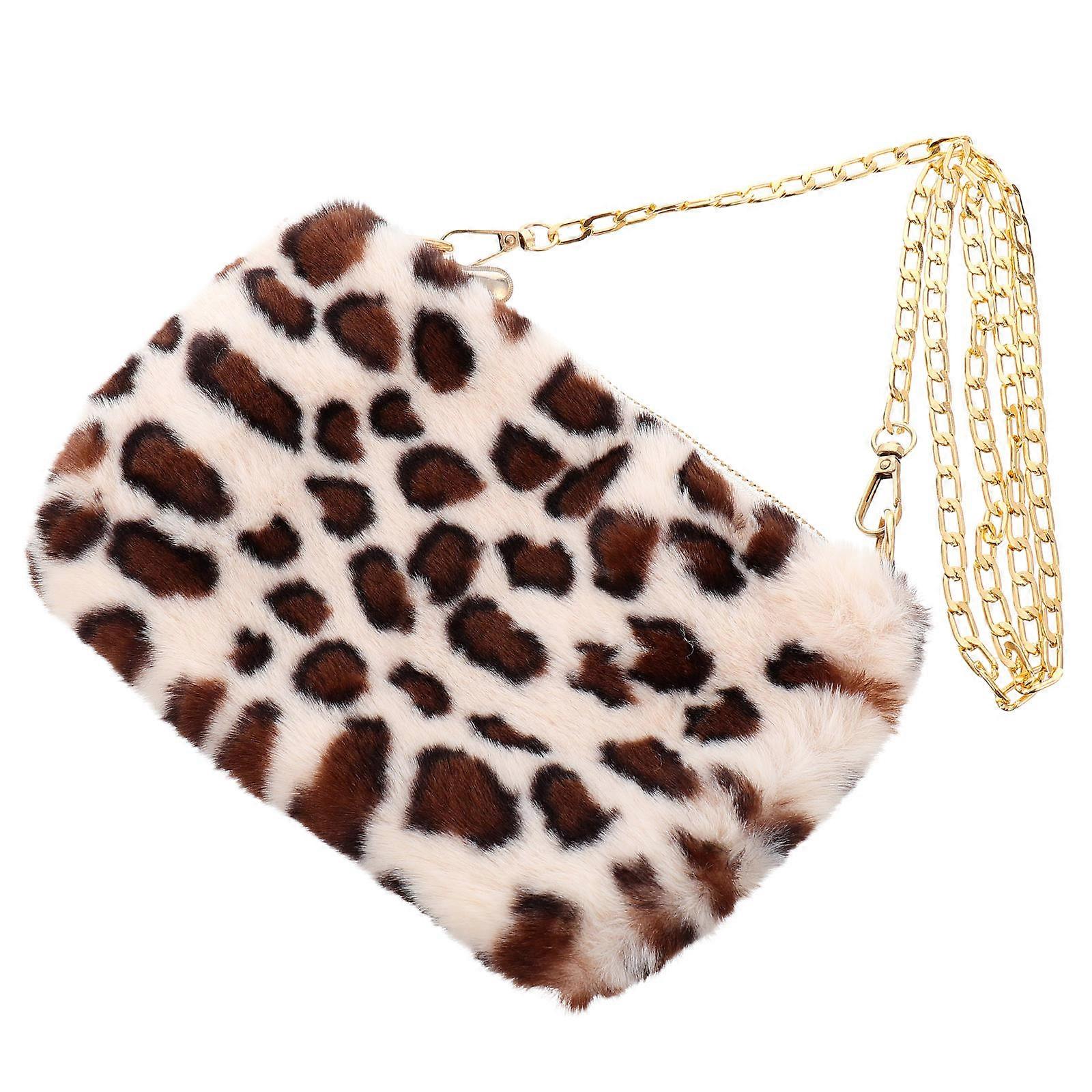 Plush Leopard Crossbody Bag for Women – Lightweight Shoulder Bag with Practical Design for Fashionable Everyday Use