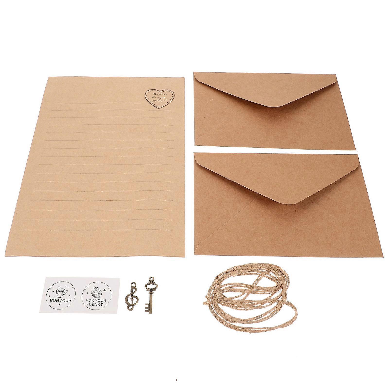 Retro Schreibpapier Schreibwaren Set Vintage Briefpapier Briefumschlag Set Verschiedene Farbe 21X14CM 2Sets