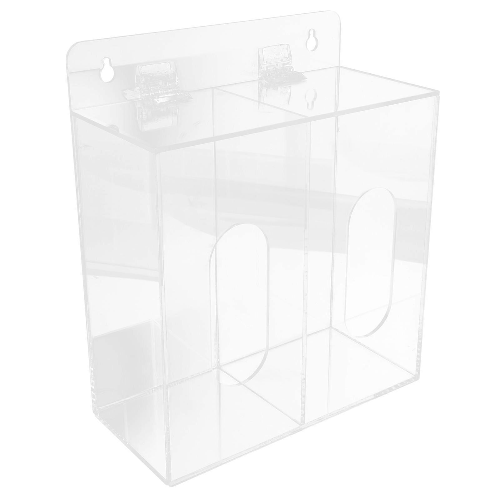 Wall Mount Glove Dispenser Box with Compartments, Transparent Acrylic Storage Holder for Masks and Gloves, Space Saving Organizer for Laboratory and