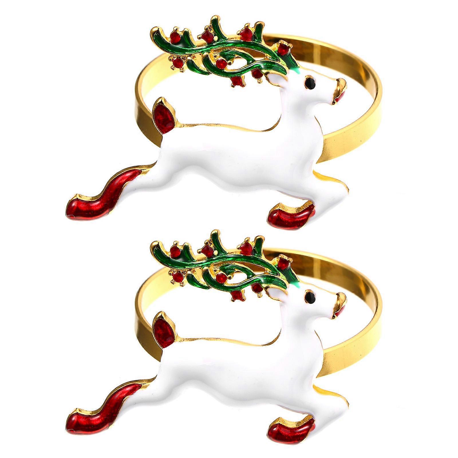 Holiday Napkin Holders 2Pcs Reindeer Shape Elegant Accessories For Festive Dining Rooms Rustproof Material