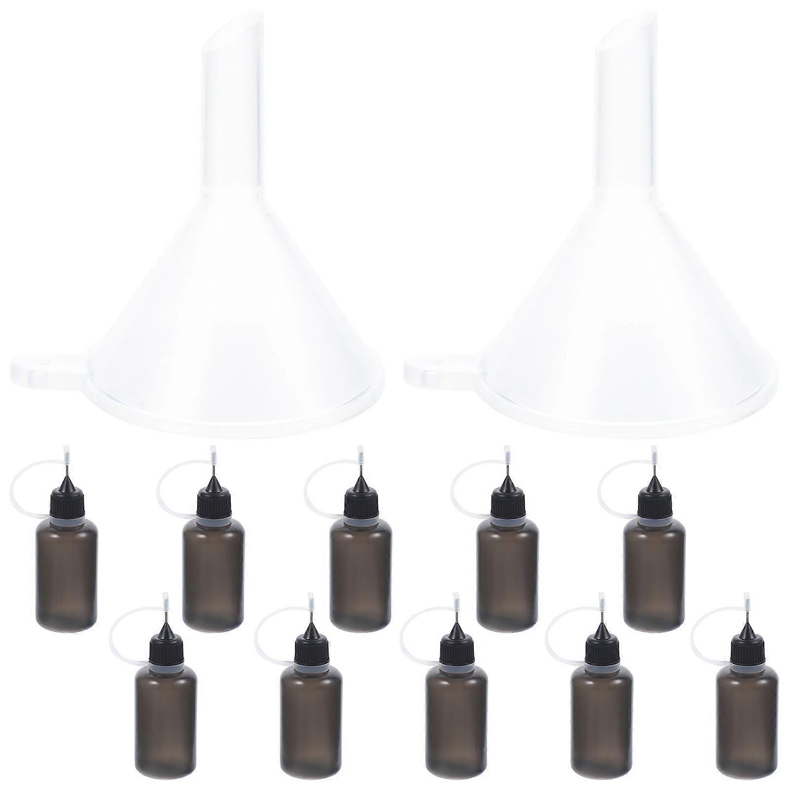 10pcs Precision Tip Squeeze Bottles for Glue & Liquid Dispensing with Funnels – Ideal for DIY Crafts, Repairs, and Detailed Applications