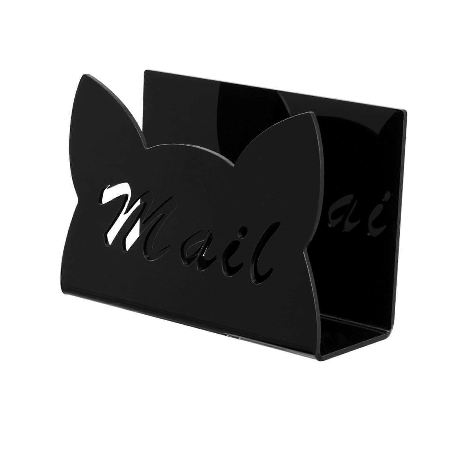 Clear Cats Shaped Acrylic Desktop Mail Holder Organiser 16.5x11.5x7.5cm Black Cat Letter Organiser For Bills And Papers