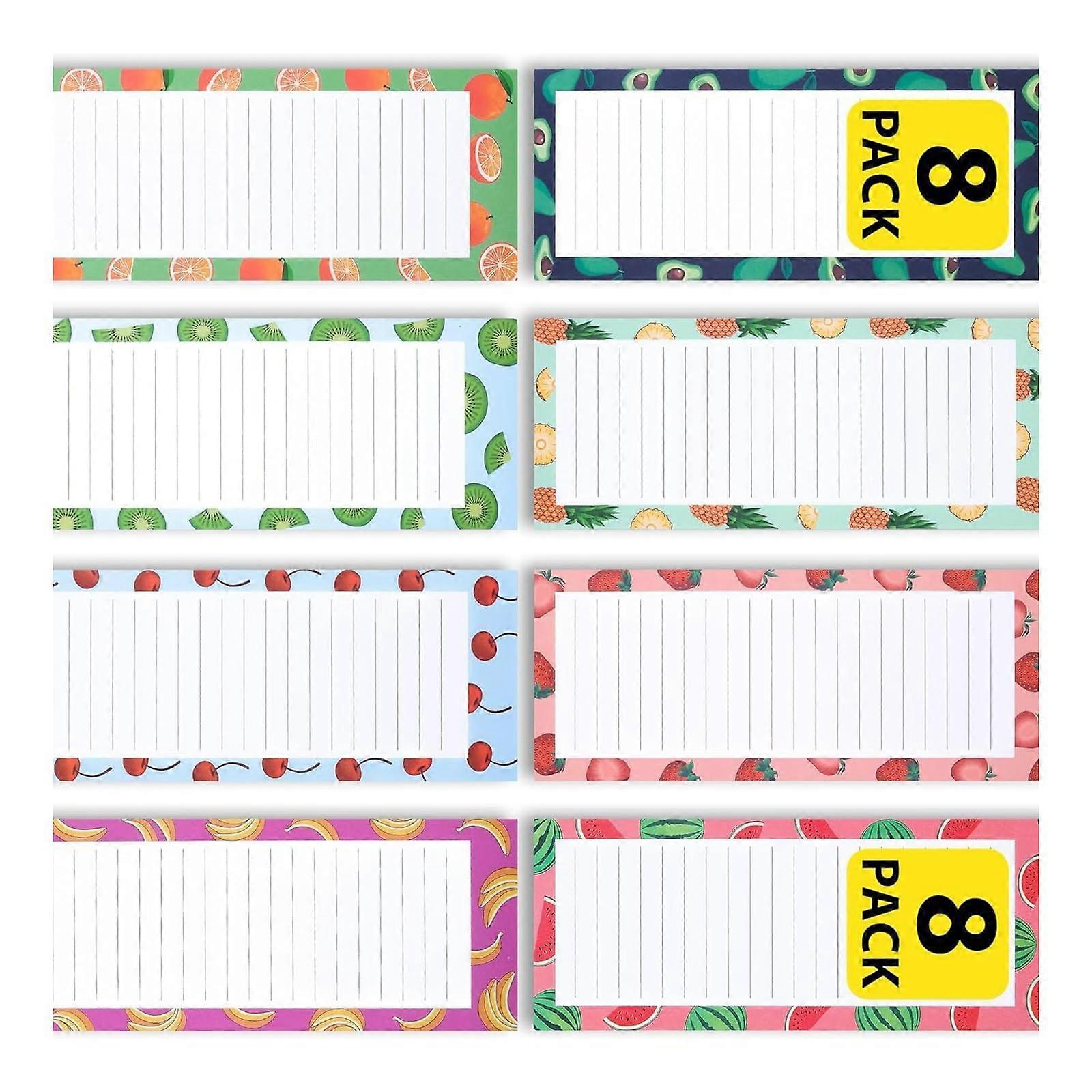 8 Pack Magnetic Notepads for Refrigerator Grocery Lists, Easy-to-Use Memo Pads, Writable Surface, 50 Sheets Each