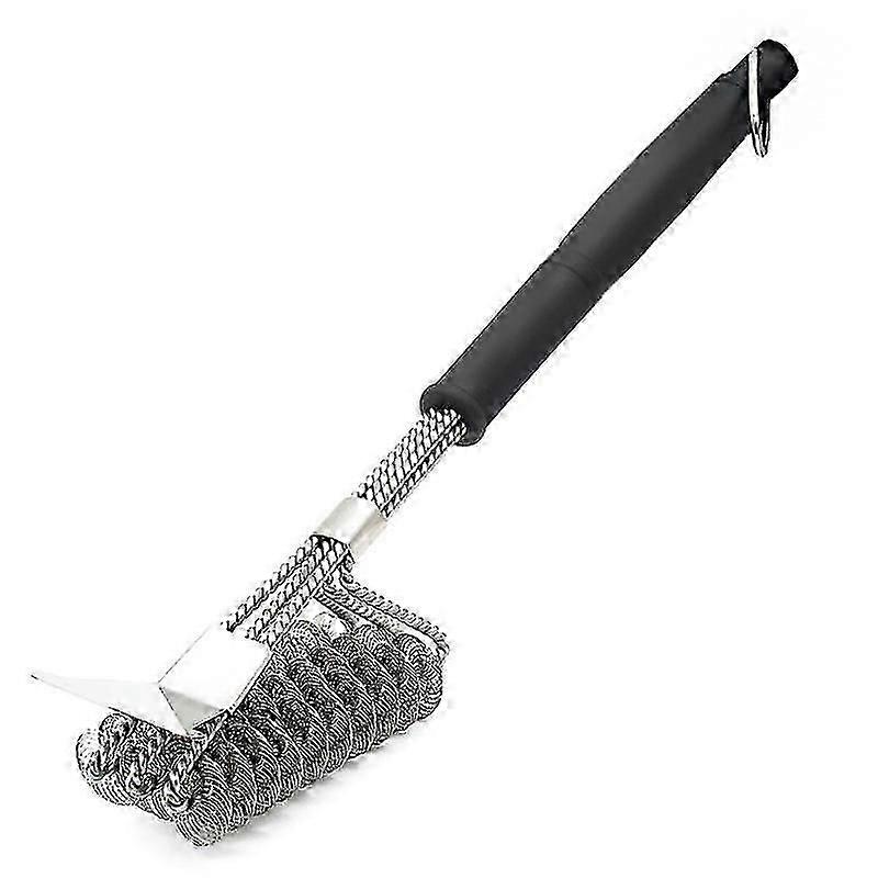 3-in-1 Stainless Steel BBQ Brush with Scraper for Easy Cleaning