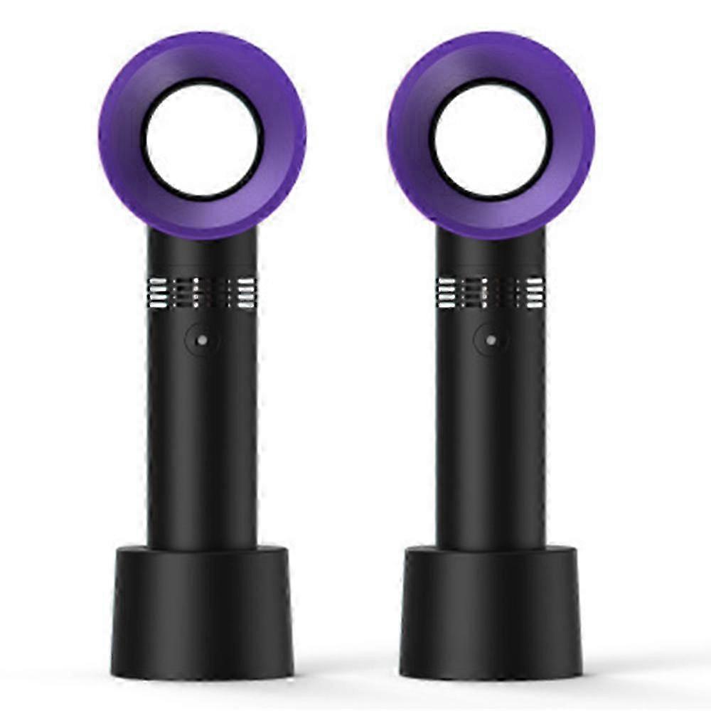 2025 2-Piece Handheld Leafless Fan Usb Small Fan Creative Mini Portable Rechargeable Small Fan Black